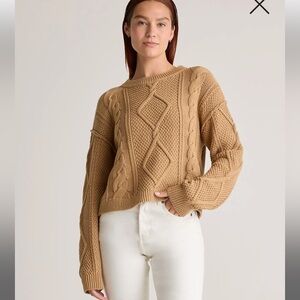 Quince 100% Organic Cotton Cropped Cable Crew Sweater